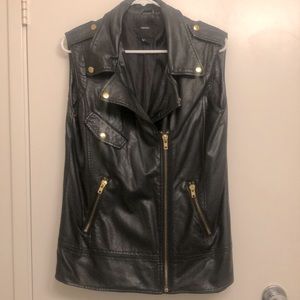 FAUX LEATHER UTILITY VEST